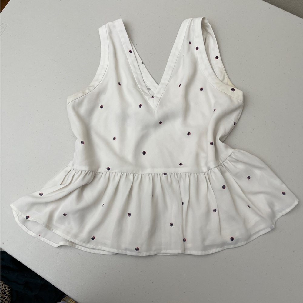 Loft babydoll tank top with small flower details petite blouse